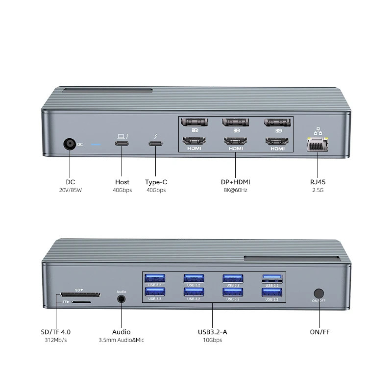 USB Cドッキングステーション 雷 3 4 タイプ C 8 USBポート 2.5 ギガビット イーサネット Macbook