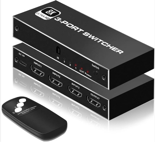 Hdmi 2.1 テレビモニター 3 3 イン 1 アウト 3 ポート 3x1 ミキサー スイッチ IR リモコン 任天堂 Hdmi 2.1 スイッチ