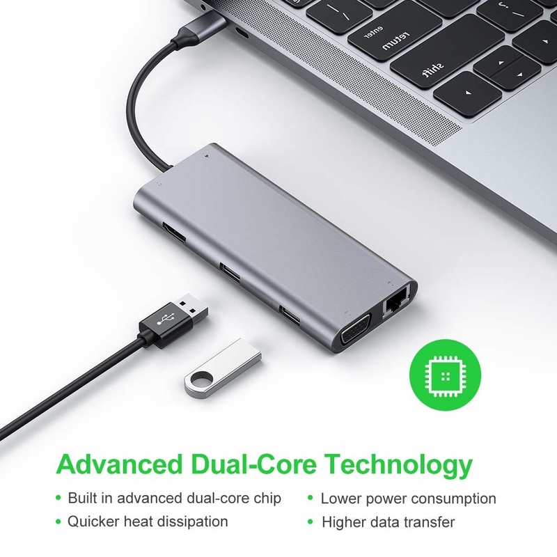 11ポート 11 イン 1 USB Type C ハブ 10Gbps USB C ドッキングステーション プラグアンドプレイ ソフトウェア統合