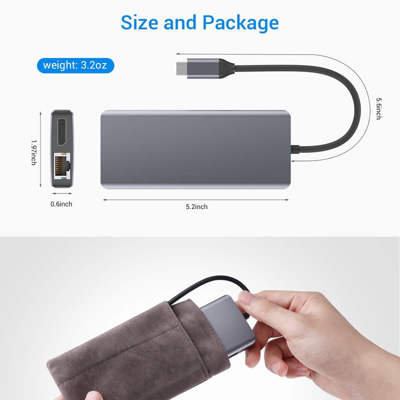 シルバー ポータブル USB C ハブ マルチポート アダプタ HDMI 3.5mm オーディオ ジャック MacBook Pro