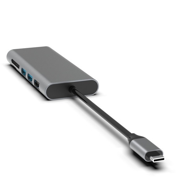 銀色10イン1USB-C ハブ HDMI USB 3.0 イーサネット 3.5mmオーディオ ジャック PCとラップトップ