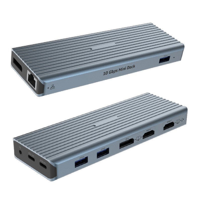USB 3.1タイプCから9ポート USB3.0ハブ ギガビットイーサネット RJ45 LANポートアダプター グレー
