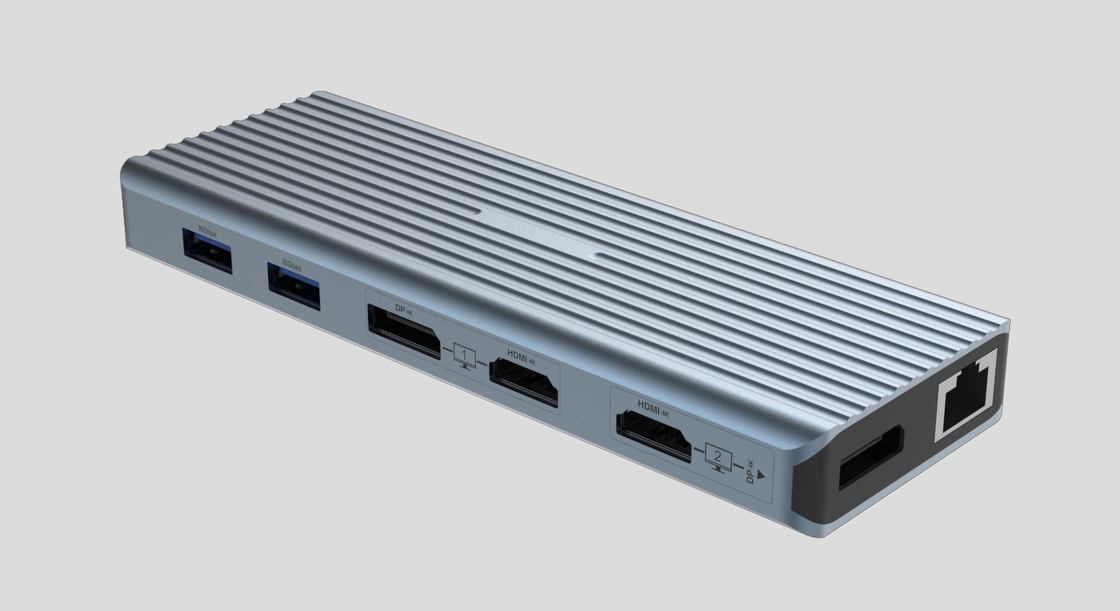 USB 3.1タイプCから9ポート USB3.0ハブ ギガビットイーサネット RJ45 LANポートアダプター グレー