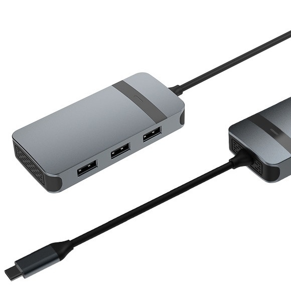 5in1 アルミUSB型Cハブ 多重ポート 5Gbpsデータ転送速度 3.5mmオーディオジャック
