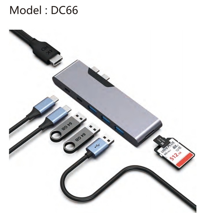 7-in-2 Usb C マルチポート ハブ HDMI アダプター USB 3.0 SD TF カードリーダー MacBook Pro