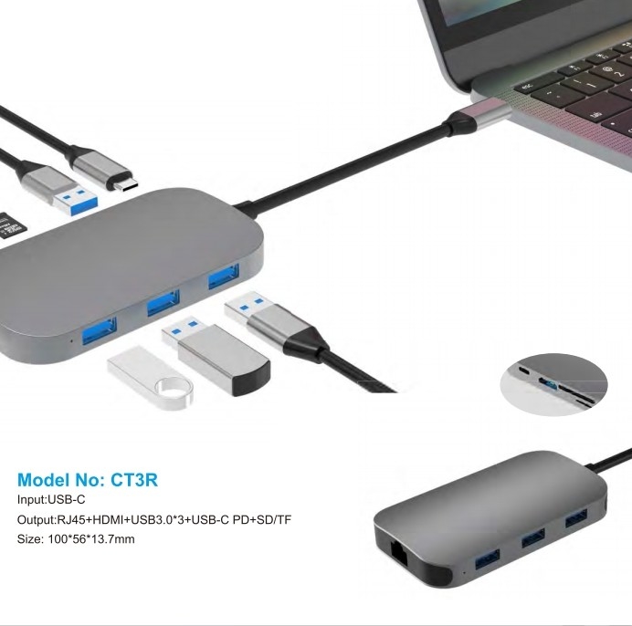 PDポート付きUSB Cハブ Windows MacOS用SDカードリーダー 10Gbpsデータ転送速度まで