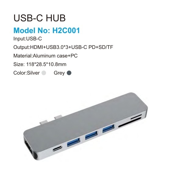 7 イン 1 デュアルタイプCハブUSB Cドッキングステーション 4KHDMIカードリーダーに対応 Macbook Pro
