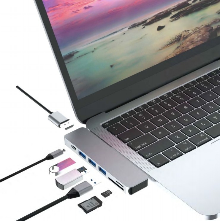 7 イン 1 デュアルタイプCハブUSB Cドッキングステーション 4KHDMIカードリーダーに対応 Macbook Pro