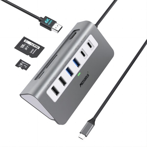 9 IN 1 USB C HUB ドッキング ステーション USB 3.0 HDMI カードリーダー付き ラップトップ PC パソコン用
