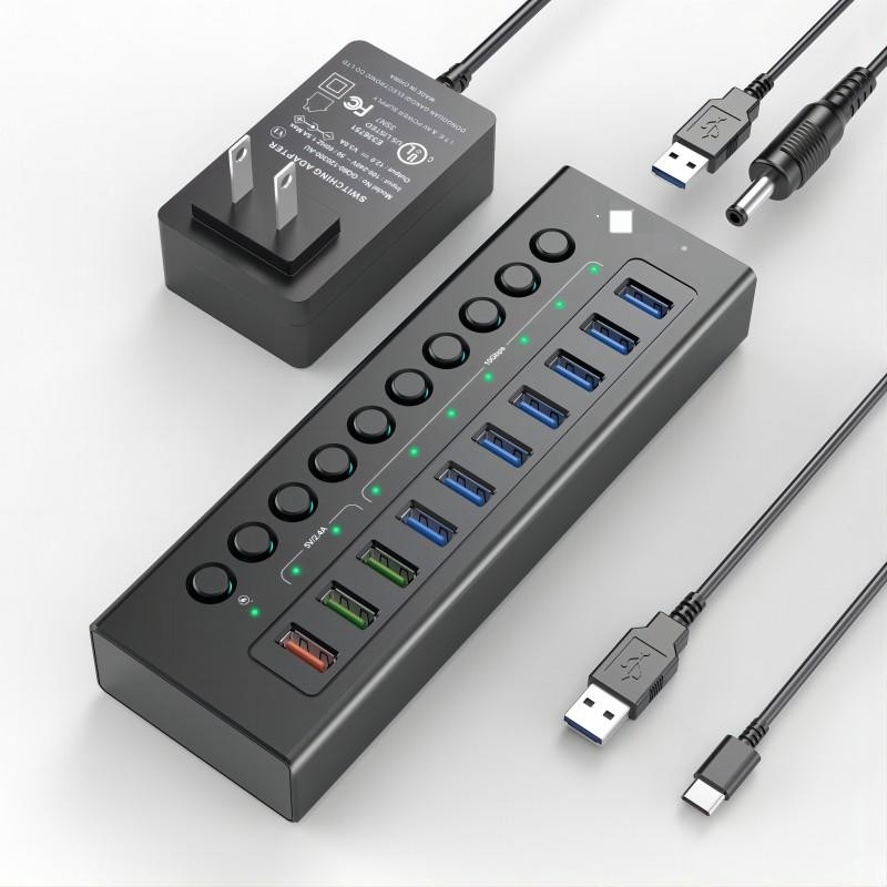 マルチポート ハブ USB C 3.0 ドッキングステーション ラップトップ スプリッタ スマート充電ポート 1 個 オン/オフ スイッチ