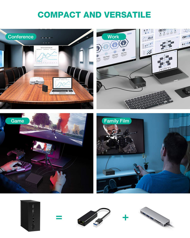 DisplayLink ドッキングステーション Macbook Pro デュアルモニター M1/M2 Windows 15 In 1 USB C 3.0 ノートパソコン