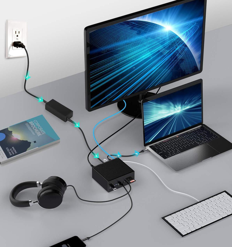DisplayLink ドッキングステーション Macbook Pro デュアルモニター M1/M2 Windows 15 In 1 USB C 3.0 ノートパソコン