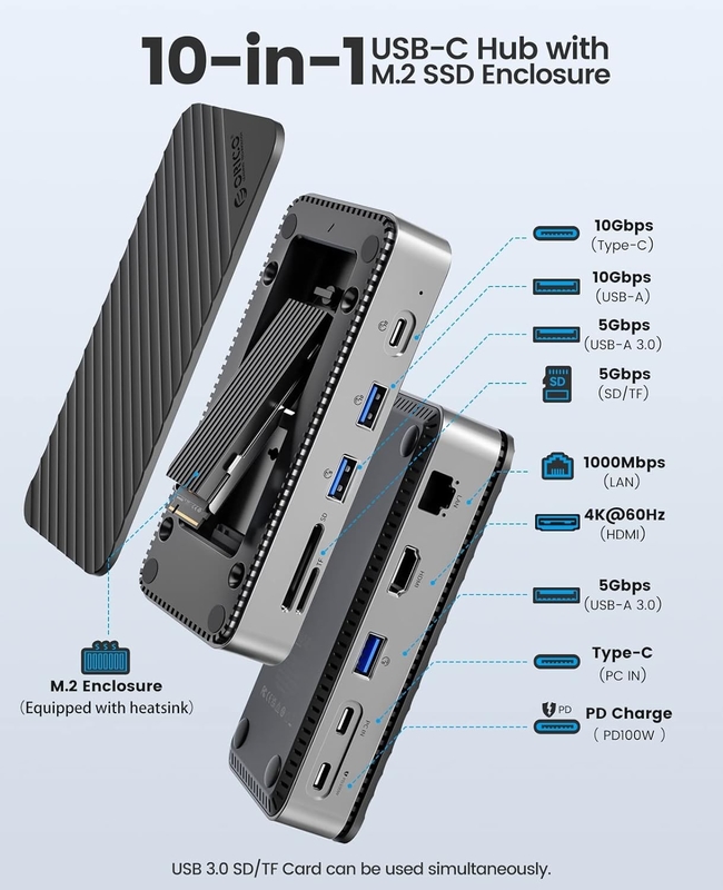 携帯用USB Cアダプター ラップトップ ノートパソコン 4K HDMI RJ45 PD