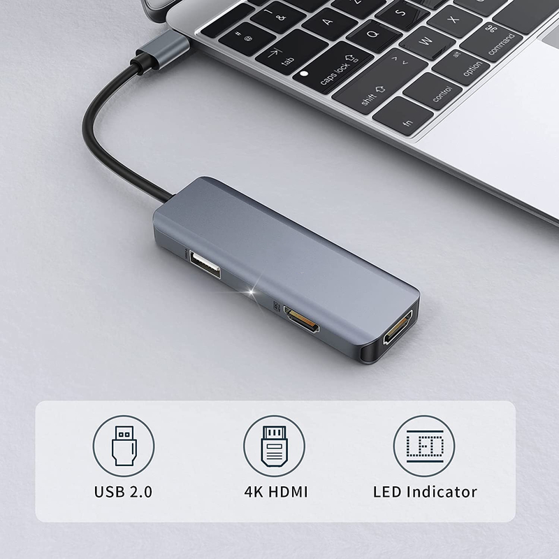 3 イン 1 USB ハブ HDMI アダプタ Usb C To Usb 2.0 アダプタ スリムドック Mac