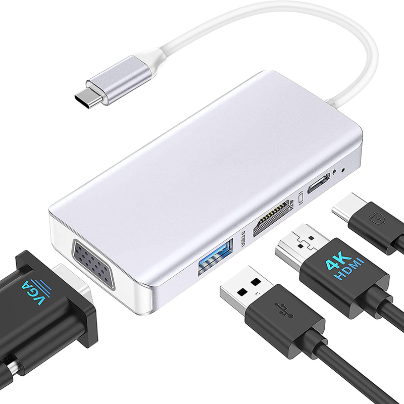 ホワイトUSBCドッキングハブステーション 双モニター ツリー4K60Hzデータ転送アダプター