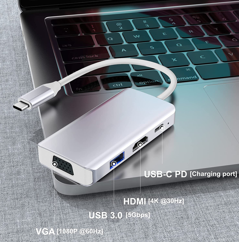 ホワイトUSBCドッキングハブステーション 双モニター ツリー4K60Hzデータ転送アダプター