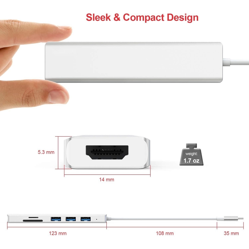 6 ポート Usb-C ハブ スプリッタ Usb-C エクスパンダー ポータブル Usb アダプタ マルチポート データ ハブ