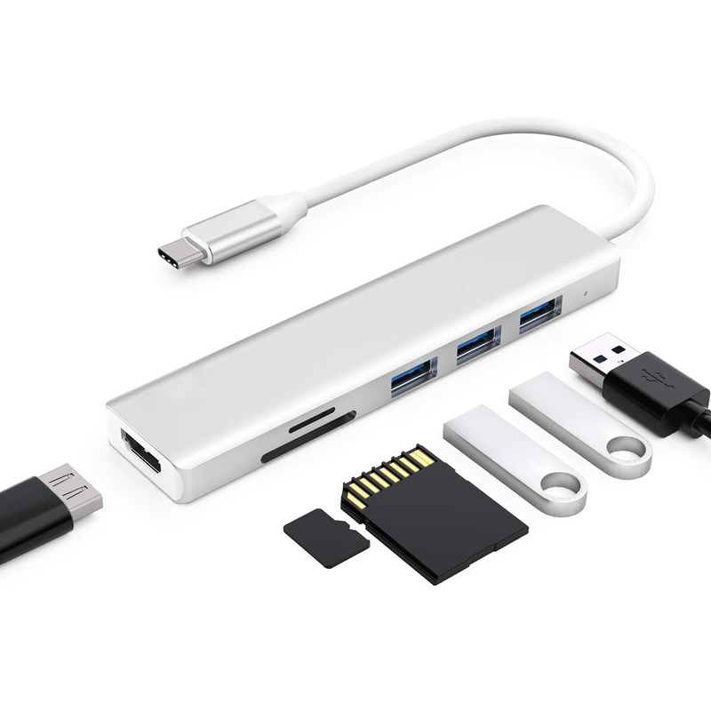 6 ポート Usb-C ハブ スプリッタ Usb-C エクスパンダー ポータブル Usb アダプタ マルチポート データ ハブ