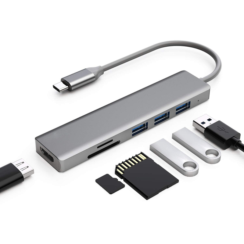 6 ポート Usb-C ハブ スプリッタ Usb-C エクスパンダー ポータブル Usb アダプタ マルチポート データ ハブ