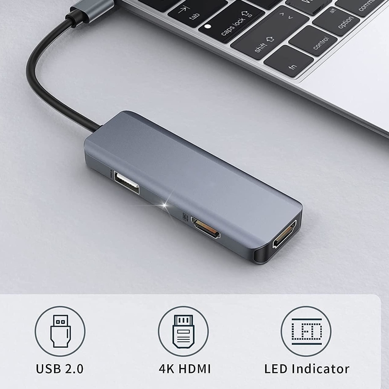 双 USB C アダプター 3 イン 1 ドングル 4K HDMI ドッキング ステーション 互換性 MacBook Pro