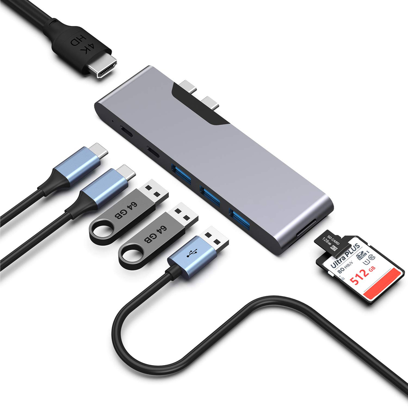 8 イン 1 ドック ステーション デュアル USB C パワー アダプター ハブ カードリーダー プロ パッド 変換 USB ハブ Mac 用
