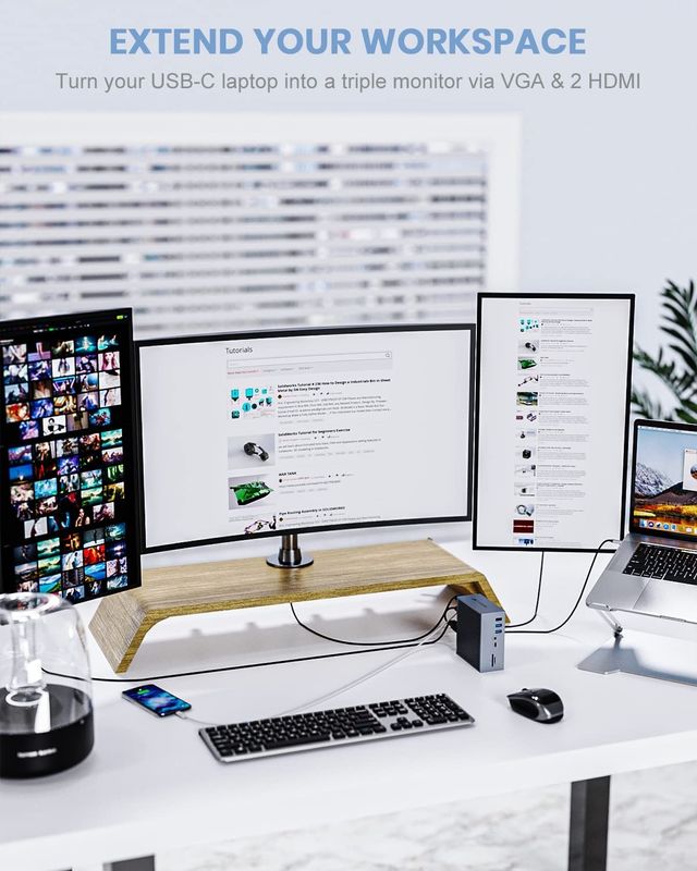 16 イン 2 USB C デュアルモニター 雷電ドック トリプルディスプレイ 8 USB C/A ポート イーサネット