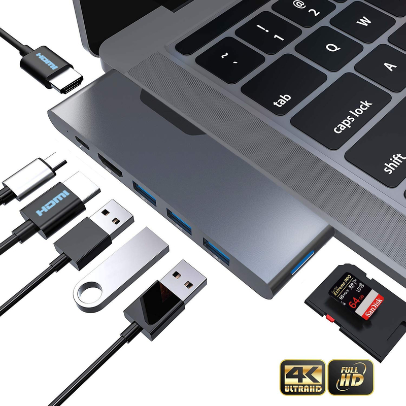 HDMIマルチポートアダプタ 8 イン 1 デュアルコネクタ Usb Type C ハブ ドッキングステーション SD TF カードリーダー 4k ビデオ Usbc