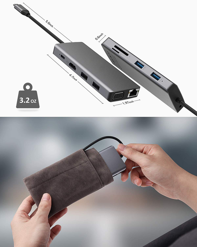 USB C デュアル HDMI ハブ ICZI USB C ハブ 11 イン 1 USB C マルチポート アダプタ 2HD 4K 30Hz 4 USB