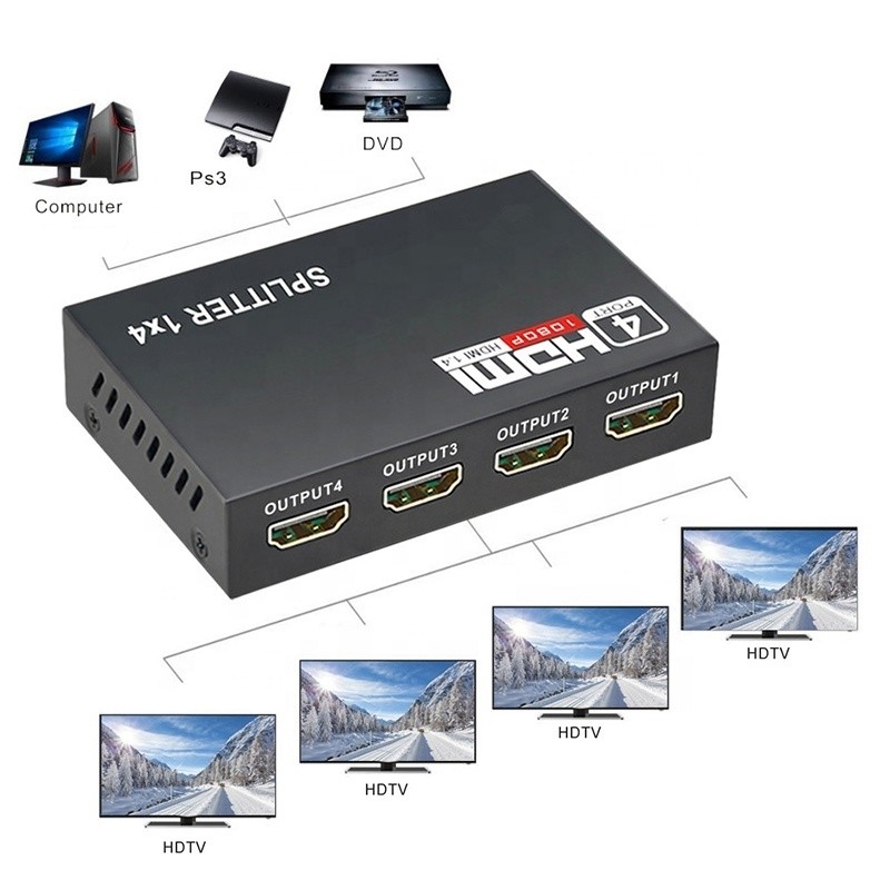プロのHDMIスプリッタ 1x4 フルHD 3D 1080P 4ポート変換機
