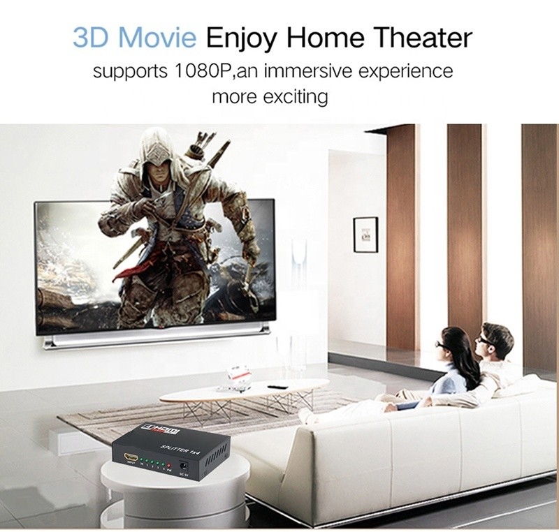 プロのHDMIスプリッタ 1x4 フルHD 3D 1080P 4ポート変換機