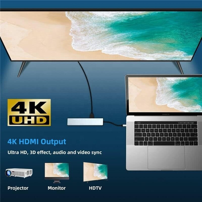 汎用的な8イン1USB型Cハブマルチポートアダプタ