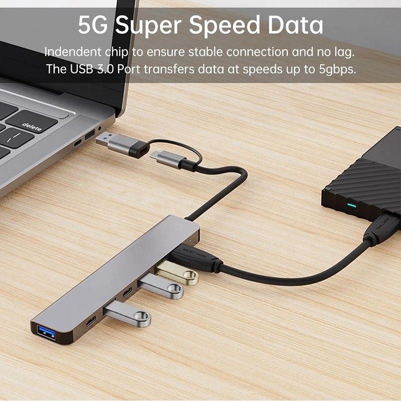 アルミ合金7イン1 USBスプリッタ ラップトップ デスクトップPC OEM/ODM対応