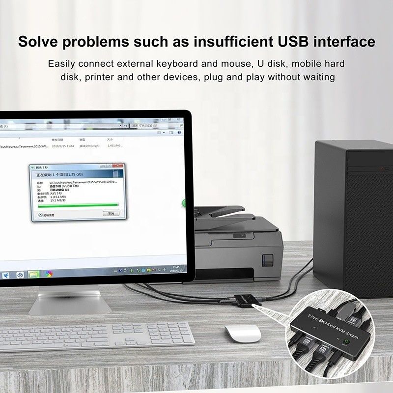 2 ポート HDMI 2.1 USB 3.0 の KVM スイッチ 2 入力 1 出力 LED インディケーター 女性 女性