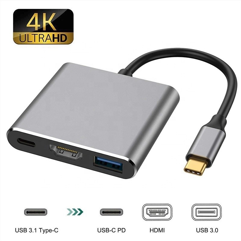 3イン1 USB CタイプC多機能ハブからUSB-CPD HDMI USB 3.0アダプター変換ケーブル
