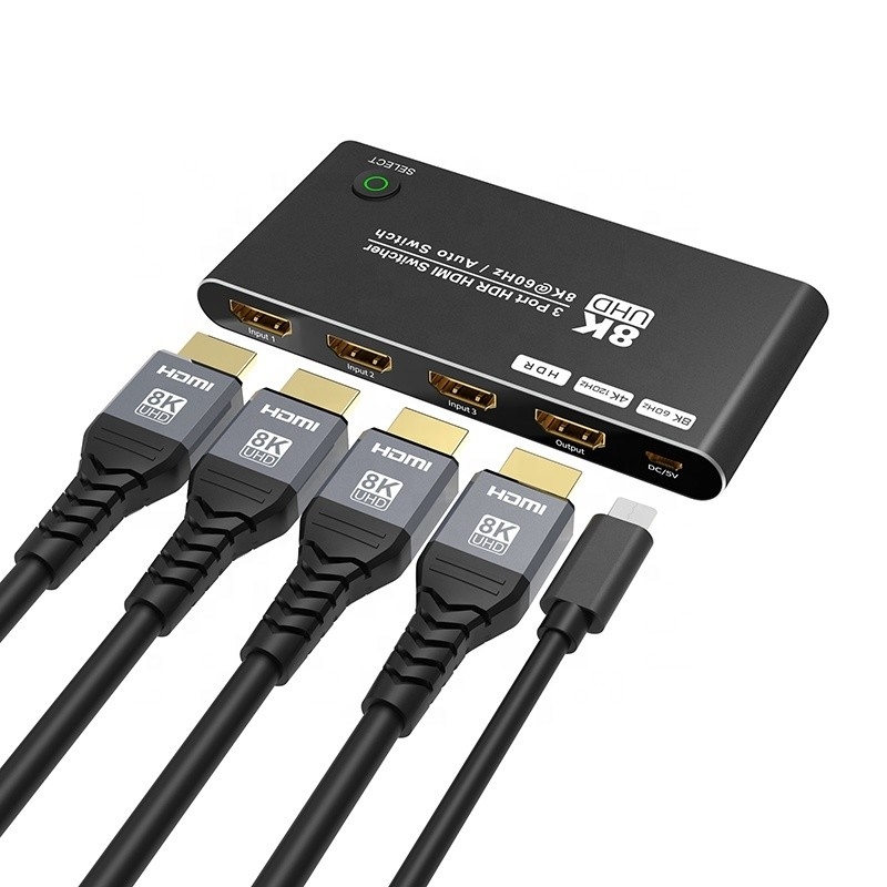 8K HDMI スイッチ 3 イン 1 アウト サポート 3 HDMI 入力 8K 60Hz 4K 120Hz 先進技術