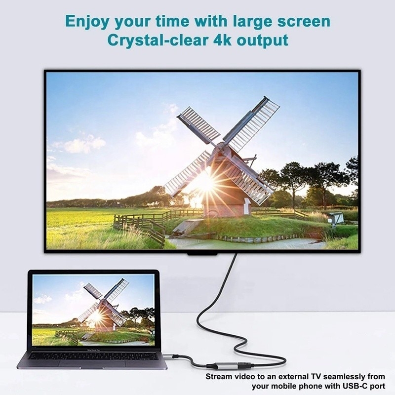 男性/女性 USB 3.1タイプCからHDMIHDTVケーブルアダプター 変換器 4K 60Hz 1080P CCA電源