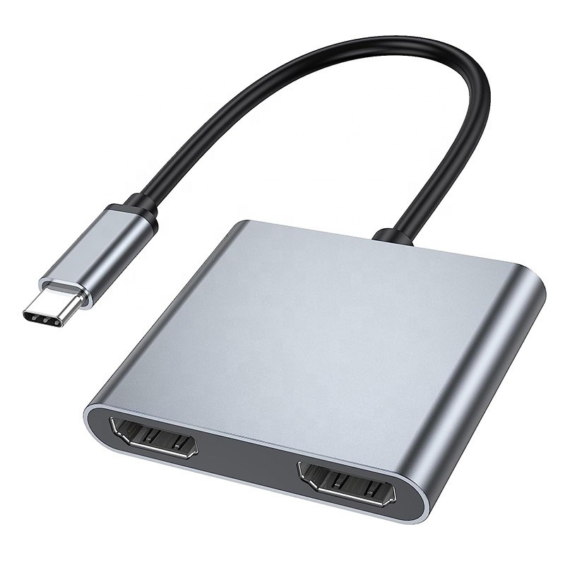タイプC 男性から二重HDMI 女性 雷 3 USB-C マルチモニター アダプタケーブル 4K 30Hz
