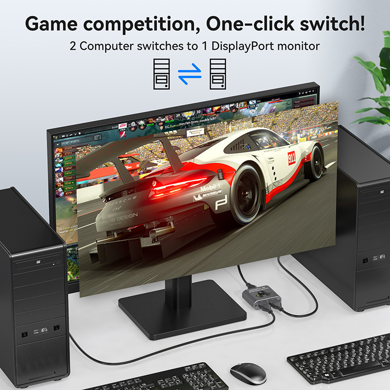 8K60Hzディスプレイポートスイッチヤー 簡単操作と高性能 DP 1.4 スイッチング