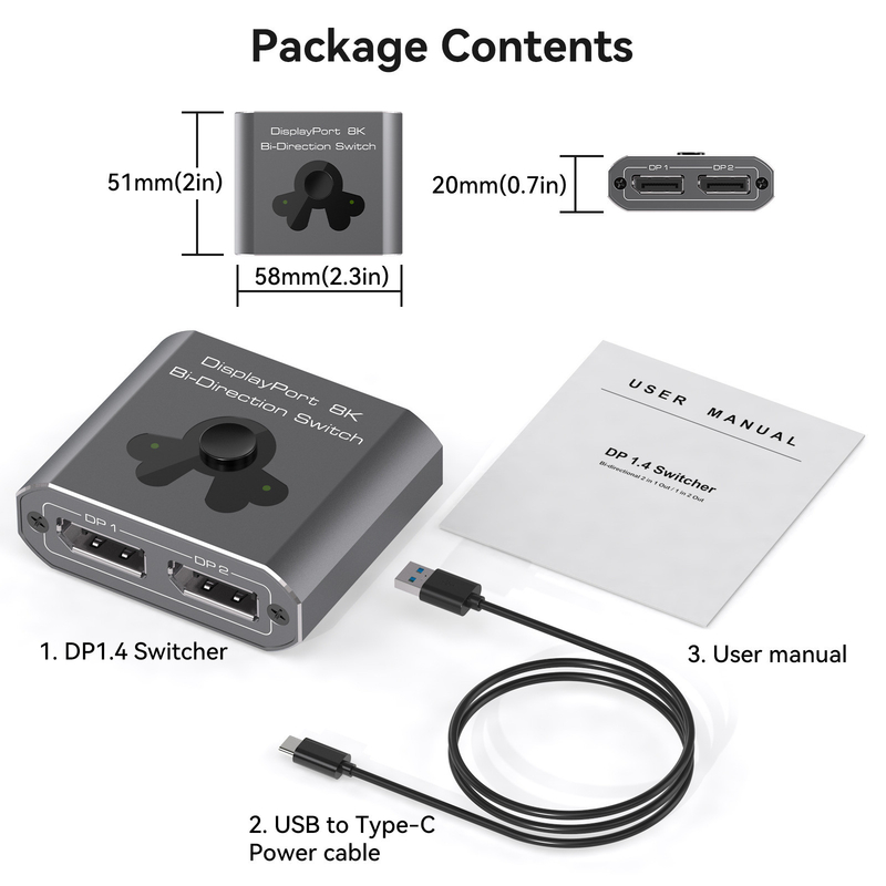 8K60Hzディスプレイポートスイッチヤー 簡単操作と高性能 DP 1.4 スイッチング