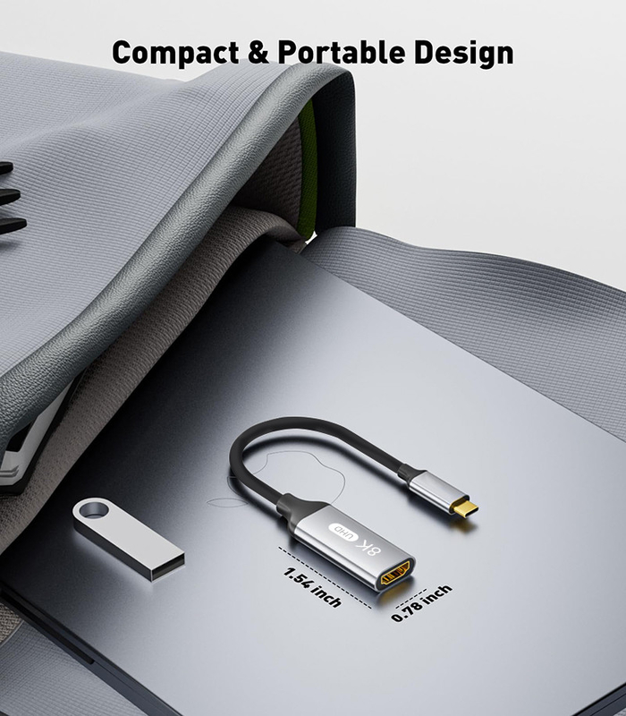 オーダーメイド 長さ グレー USB-C から HDMI 2.1 アダプター 8K 60Hz スピード USB Type C 3.1 ラップトップ