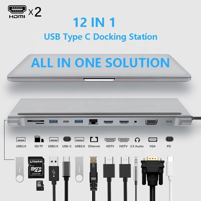 強化接続性 12 In 1 USB C型Cハブ 多ポートドックステーション