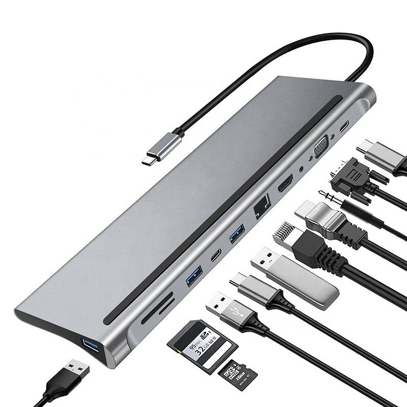 11 イン 1 マルチポート USB C USB-Cタイプ-C PD 4K HDTV ハブ アダプタ ドッキングステーション RJ45