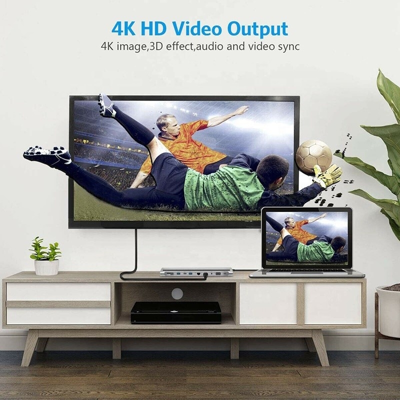 11 イン 1 マルチポート USB C USB-Cタイプ-C PD 4K HDTV ハブ アダプタ ドッキングステーション RJ45