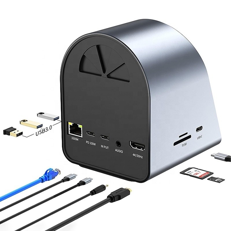 USB 3.1 10 イン 1 型C マルチポートドッキングステーション ハブ,ギガビットイーサネットと4K HD HDMI