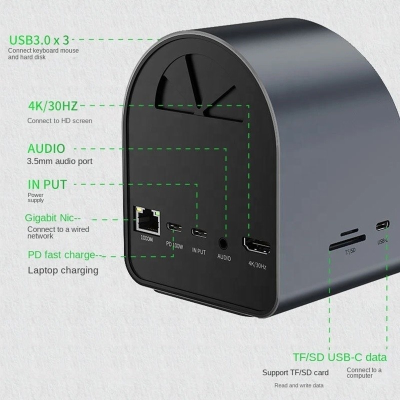 USB 3.1 10 イン 1 型C マルチポートドッキングステーション ハブ,ギガビットイーサネットと4K HD HDMI