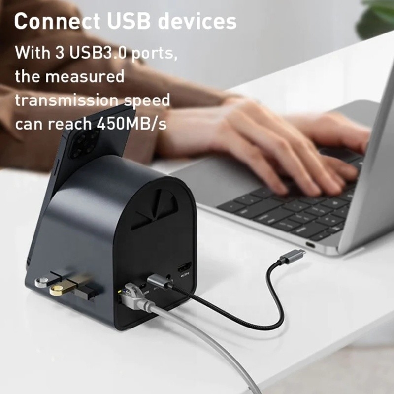 USB 3.1 10 イン 1 型C マルチポートドッキングステーション ハブ,ギガビットイーサネットと4K HD HDMI