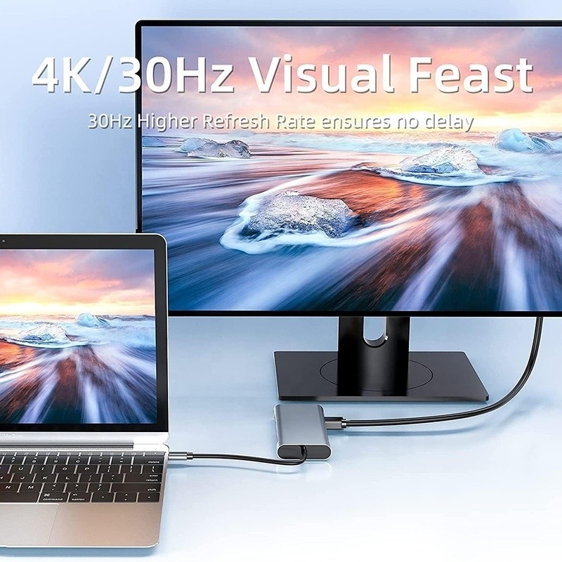 USB Cタイプ C 10 イン 1 ドッキングステーション 4K HDTV VGA Lan RJ45 USB3.0 カードリーダー PD