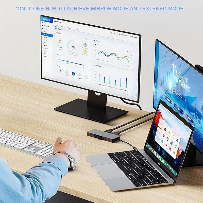 10 イン 1 USB C ハブ 双 HDMI 4K 60Hz アダプタ ドック USB 3.0 イーサネット RJ45 1000Mbps