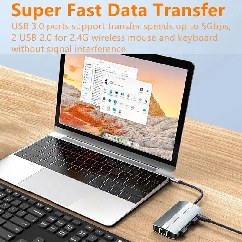 Mac Notebook 9 In 1 Type-C USB-C ハブとHDTVマルチポートドッキングステーションアダプタ