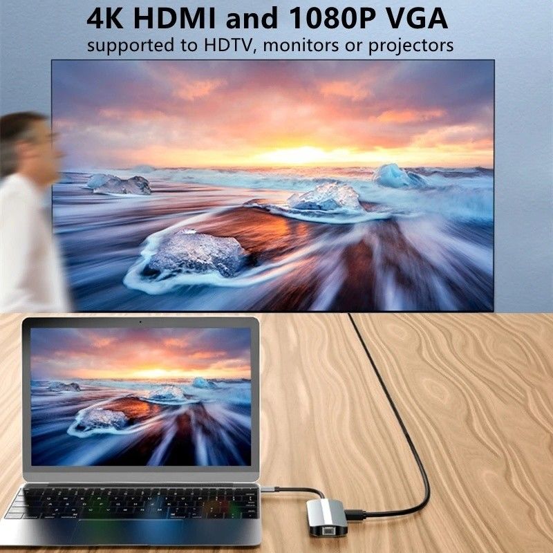 Mac Notebook 9 In 1 Type-C USB-C ハブとHDTVマルチポートドッキングステーションアダプタ